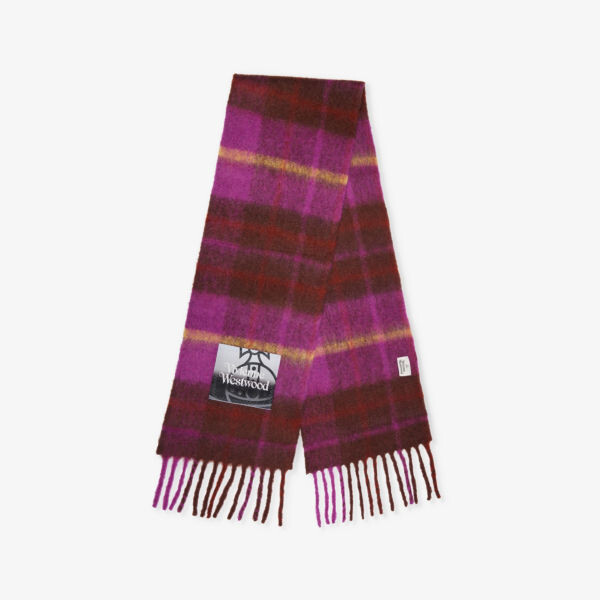 

Толстый шарф из шерстяной смеси с принтом в клетку Vivienne Westwood, фиолетовый