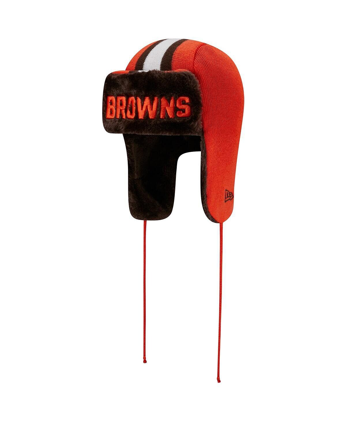 

Мужская оранжевая вязаная шапка Cleveland Browns Helmet Head Trapper New Era