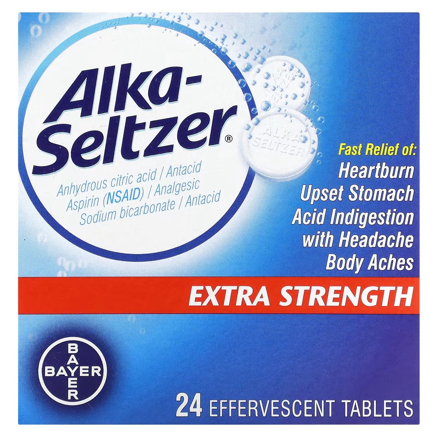 

Средство от изжоги, повышенная сила, 24 шипучие таблетки Alka-Seltzer