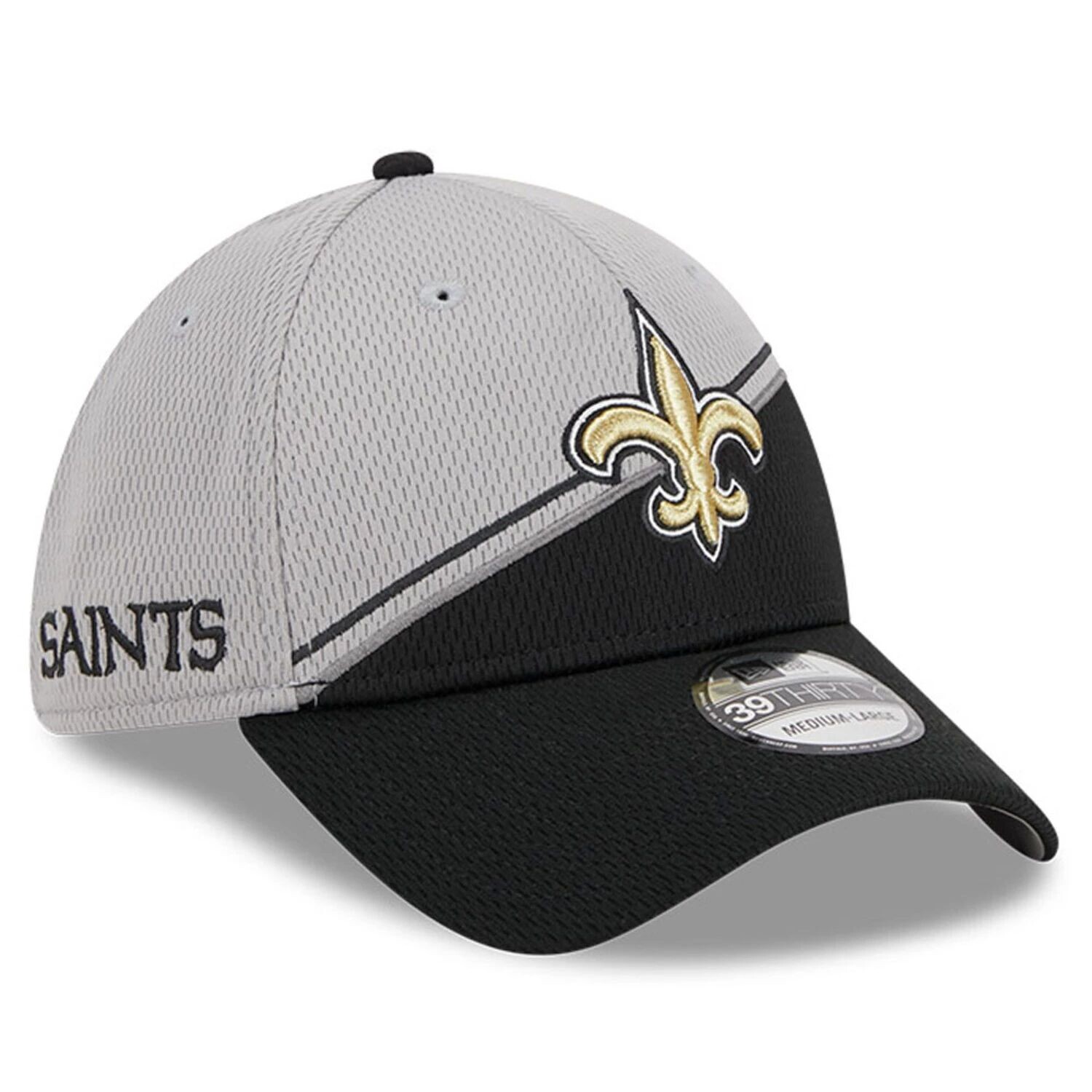 

Мужская кепка New Era Grey/Black New Orleans Saints 2023 Sideline 39THIRTY Flex Hat