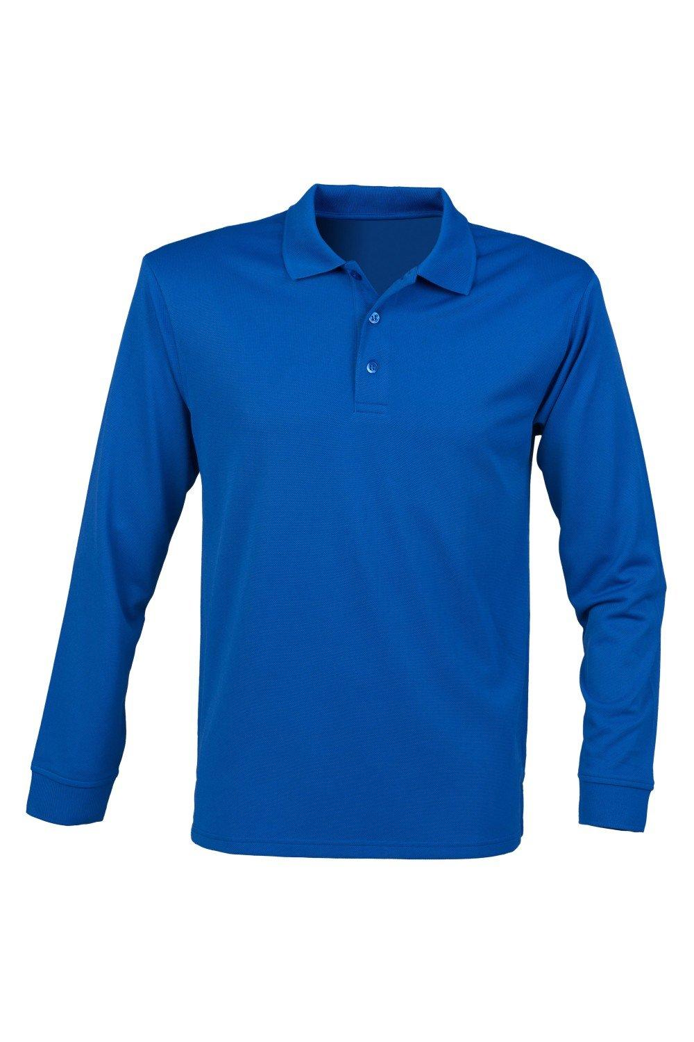 цена Влагоотводящая рубашка-поло с длинными рукавами Coolplus Henbury, синий