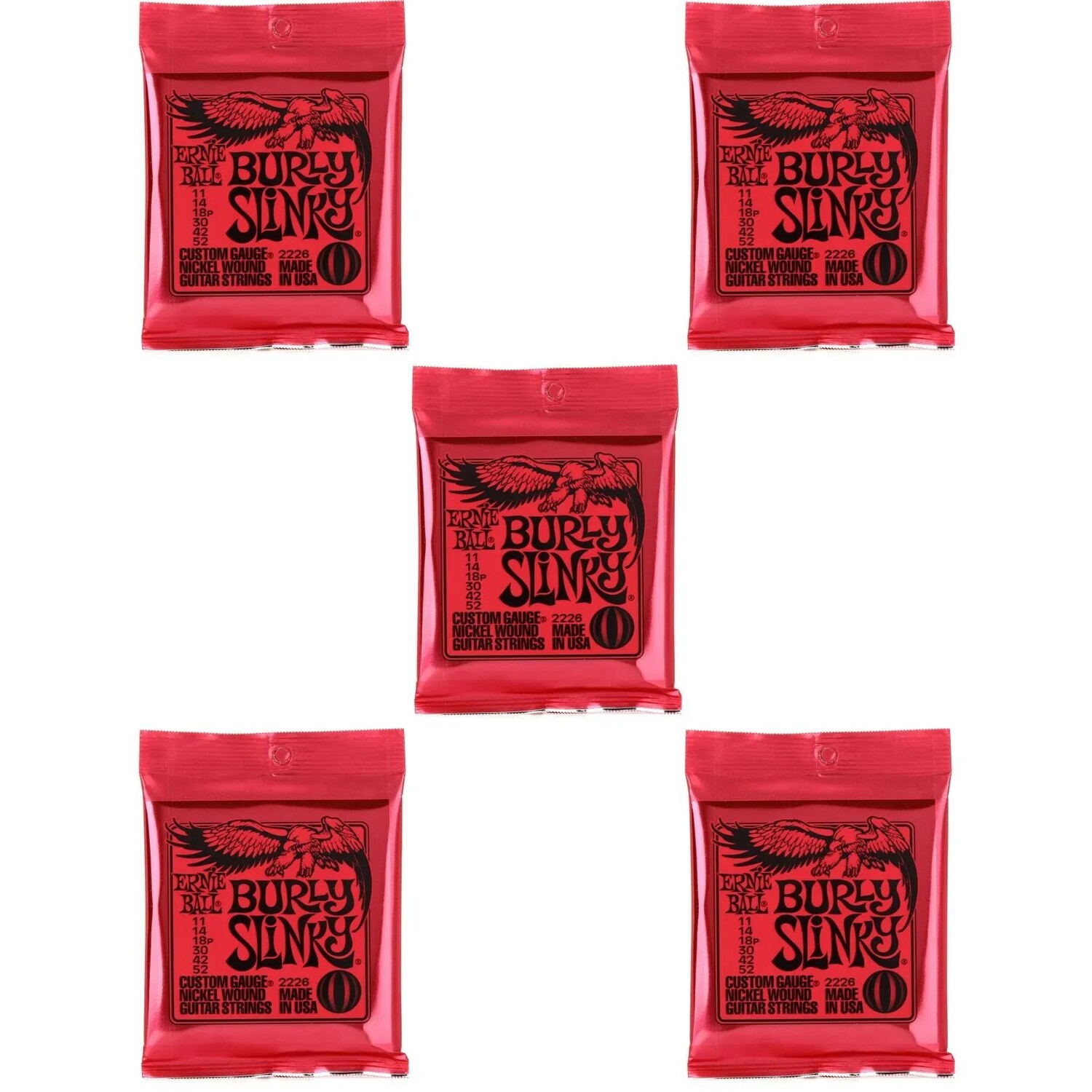 

Струны для электрогитары Ernie Ball 2226 Burly Slinky с никелевой обмоткой — .011-.052 (5 шт.)