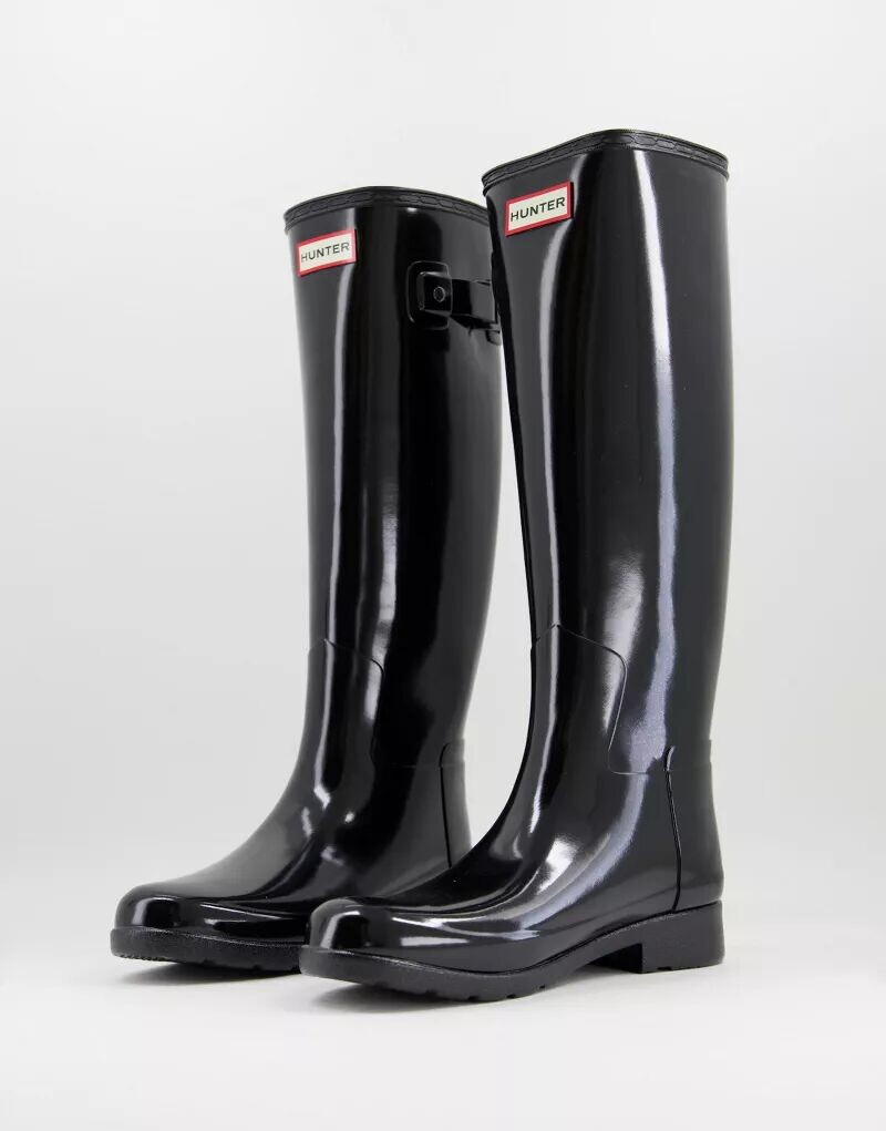 

Высокие резиновые сапоги Hunter Original Refined черного глянцевого цвета
