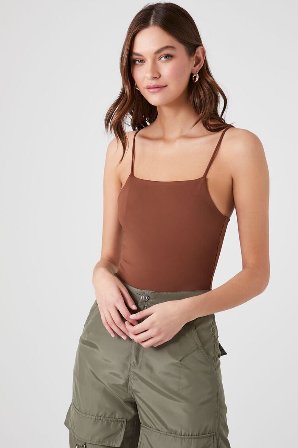 

Боди на бретельках Contour Forever 21, шоколадный
