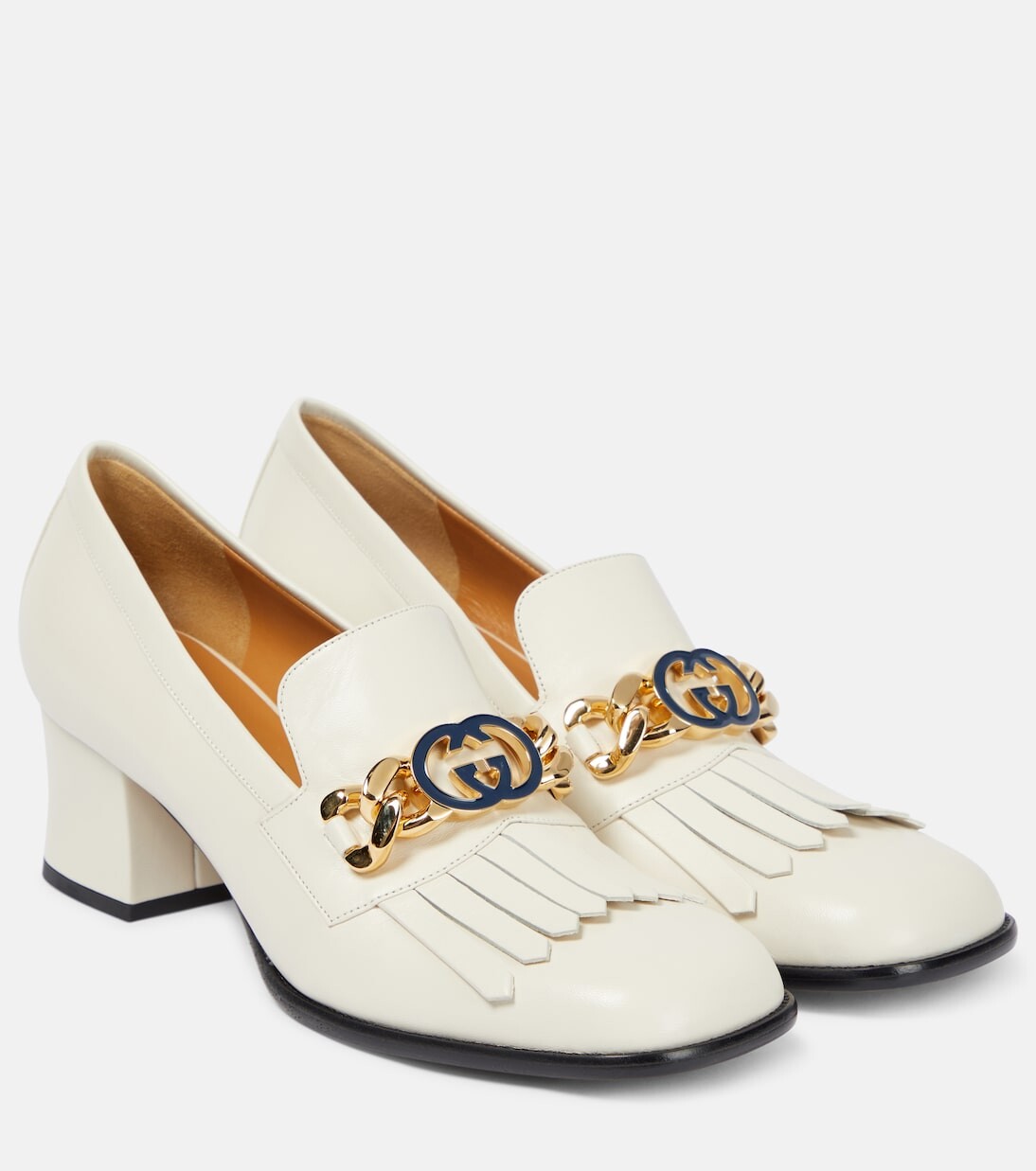 

Кожаные лоферы с логотипом interlocking g Gucci, белый