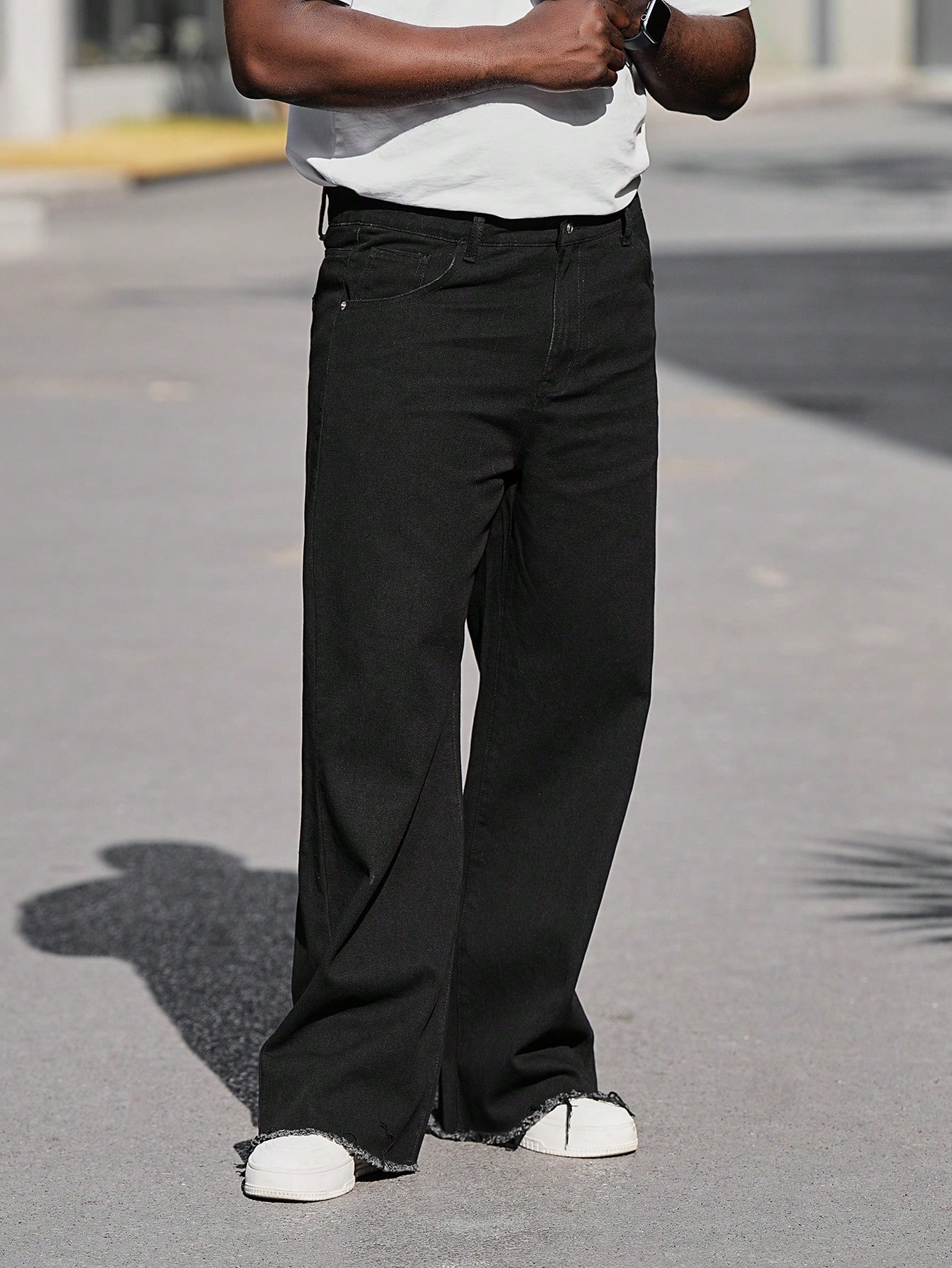 Мужские удлиненные джинсовые джинсы Manfinity EMRG больших размеров с потертыми краями, черный