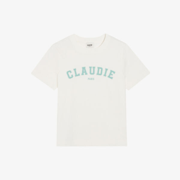 

Хлопковая футболка с короткими рукавами и отделкой логотипом Claudie Pierlot, цвет naturels