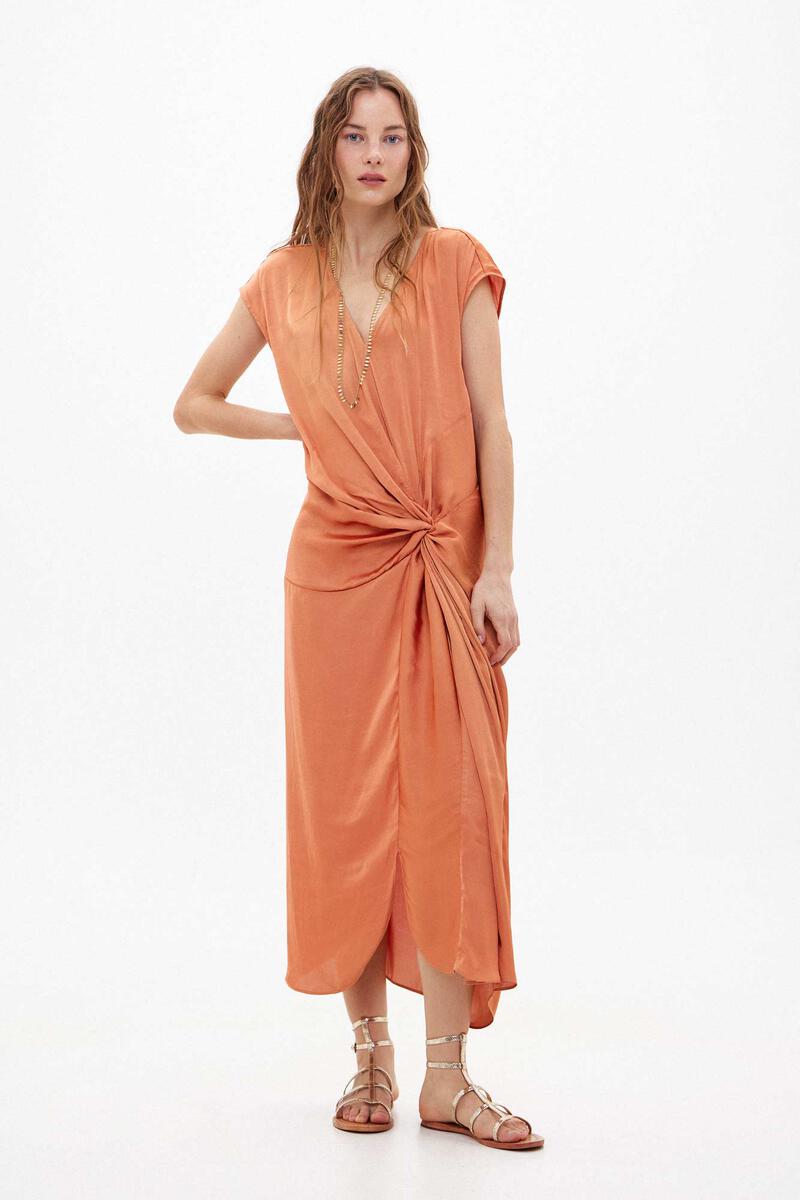 Флора. Атласное платье миди Hoss Intropia, оранжевый