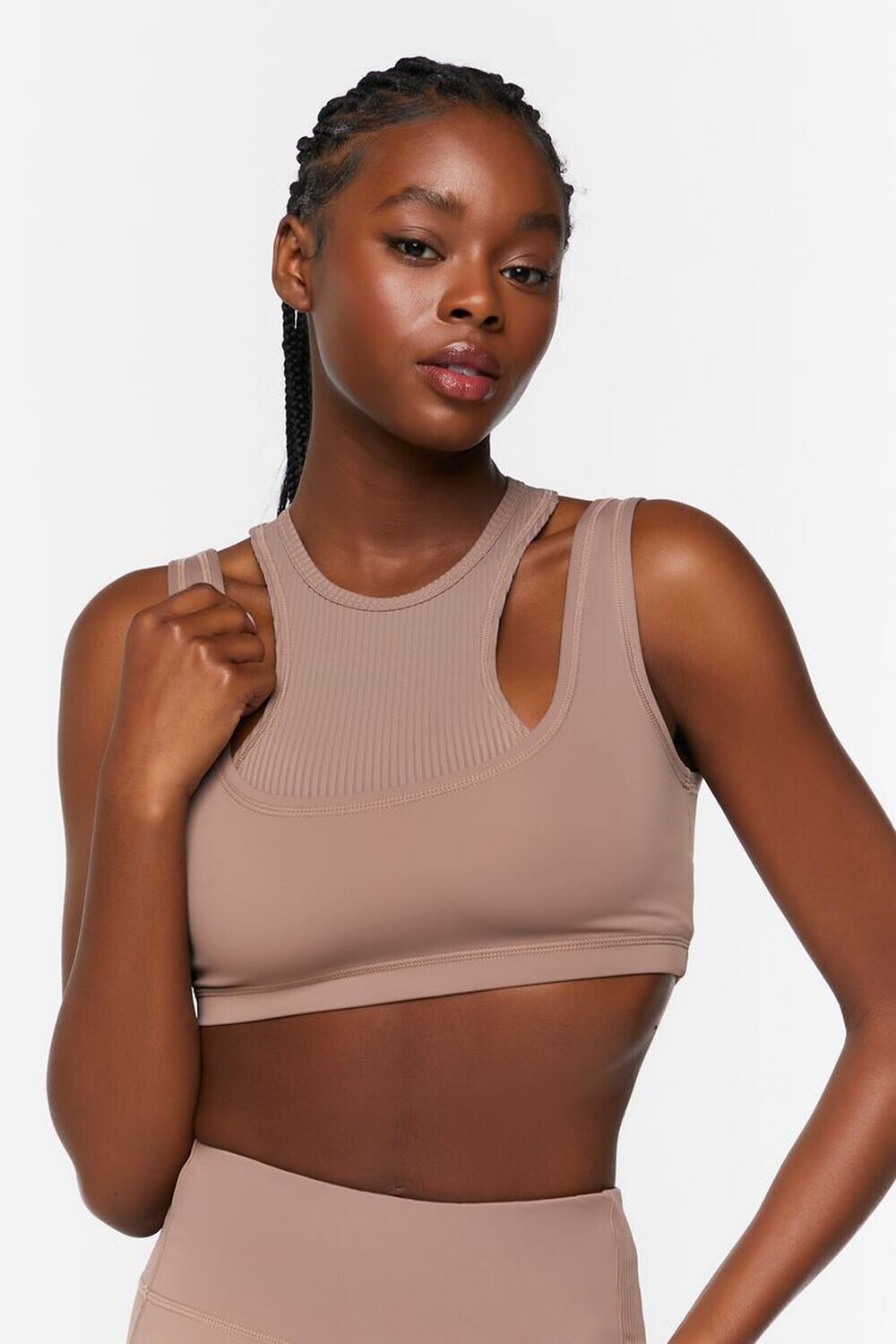 

Комбинированный спортивный бюстгальтер Forever 21, коричневый