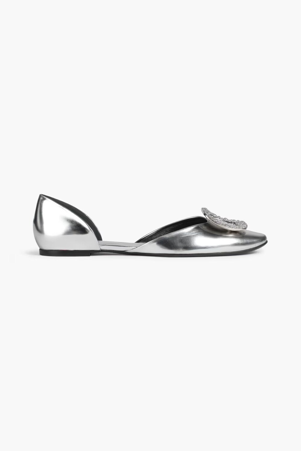 

Кожаные балетки с металлизированным декором Roger Vivier, серебро