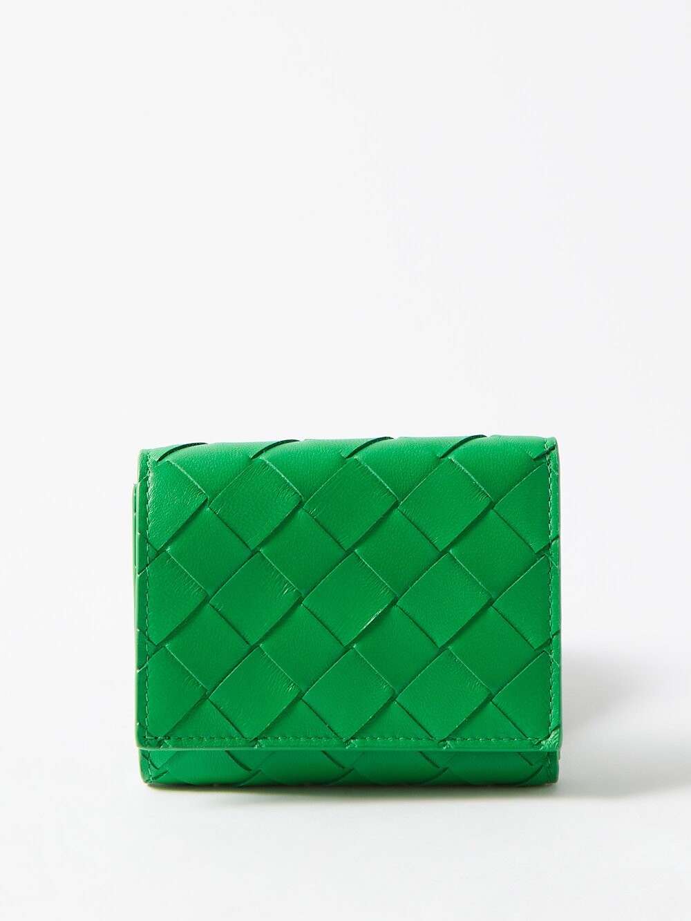 

Кошелек из кожи intrecciato, складывающийся втрое Bottega Veneta, зеленый
