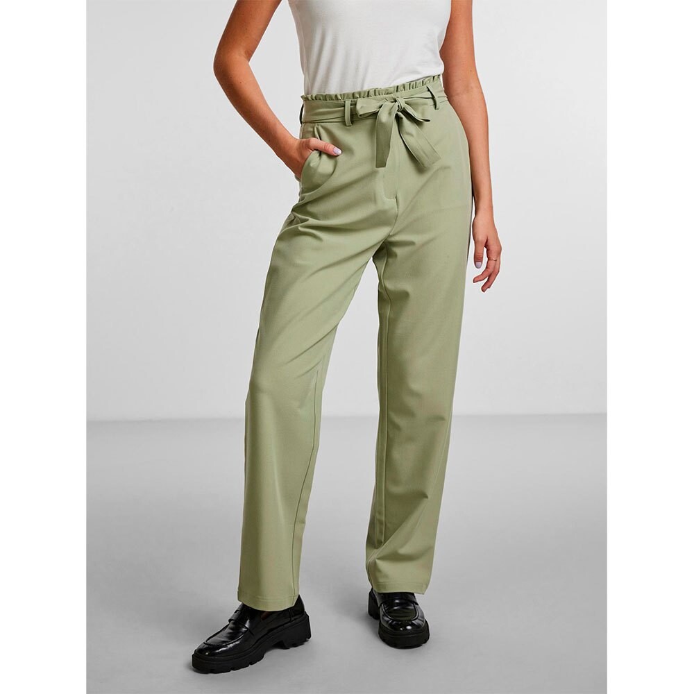 

Брюки Pieces Boss Paperbag Straight Fit High Waist, зеленый