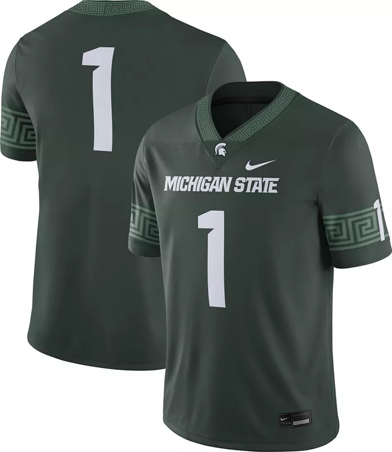 

Мужская зеленая футболка Nike Michigan State Spartans #1 Dri-FIT для домашнего футбола