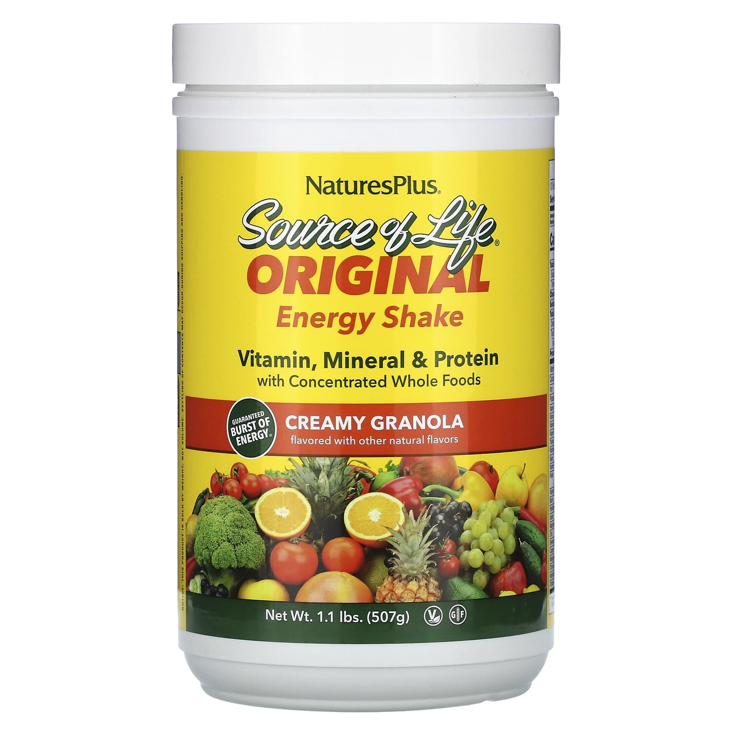 

Source of Life, Original Energy Shake, кремовая гранола, 507 г (1,1 фунта), NaturesPlus