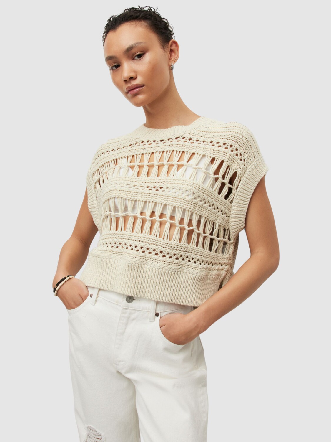 

Трикотажная майка AllSaints Rafaela, белый пампас