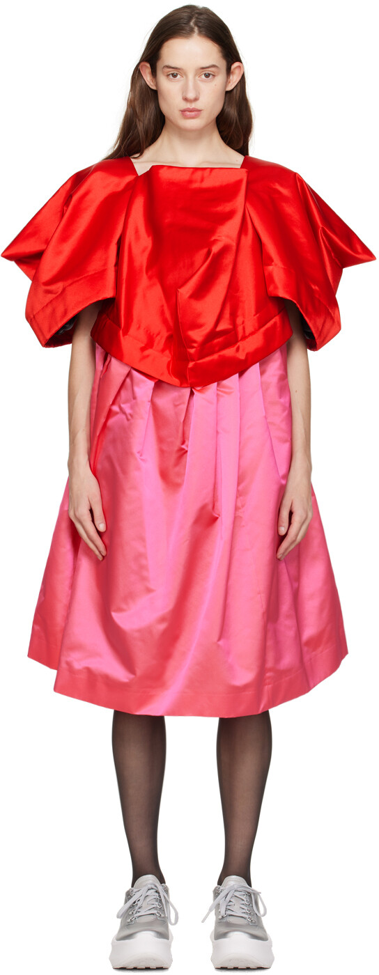 

Красно-розовое свободное платье-миди Comme Des Garcons, Красный
