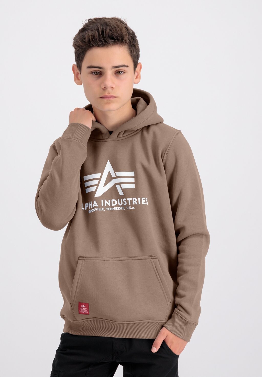

Толстовка с капюшоном BASIC HOODY KIDS TEENS UNISEX Alpha Industries, серо-коричневый