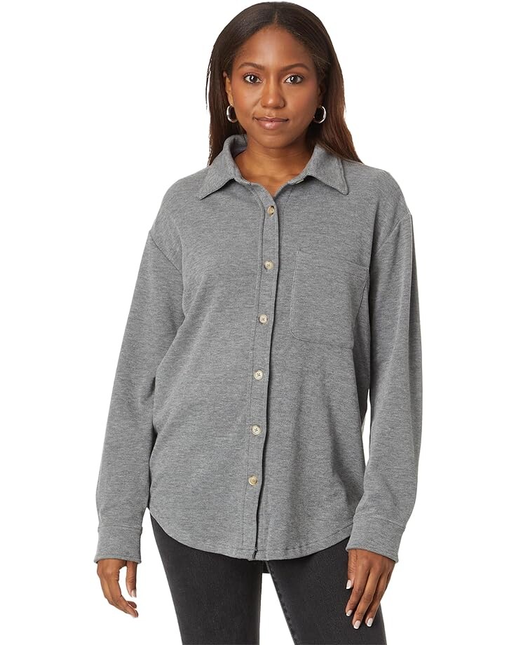 

Рубашка bobi Los Angeles Button Front Collar Shirt, угольный