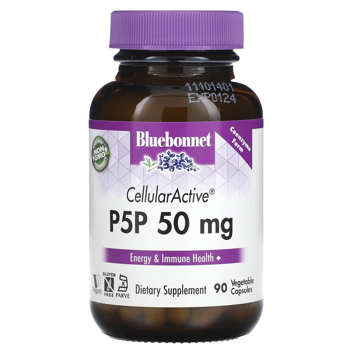 

CellularActive P-5-P, 50 мг, 90 растительных капсул, Bluebonnet Nutrition