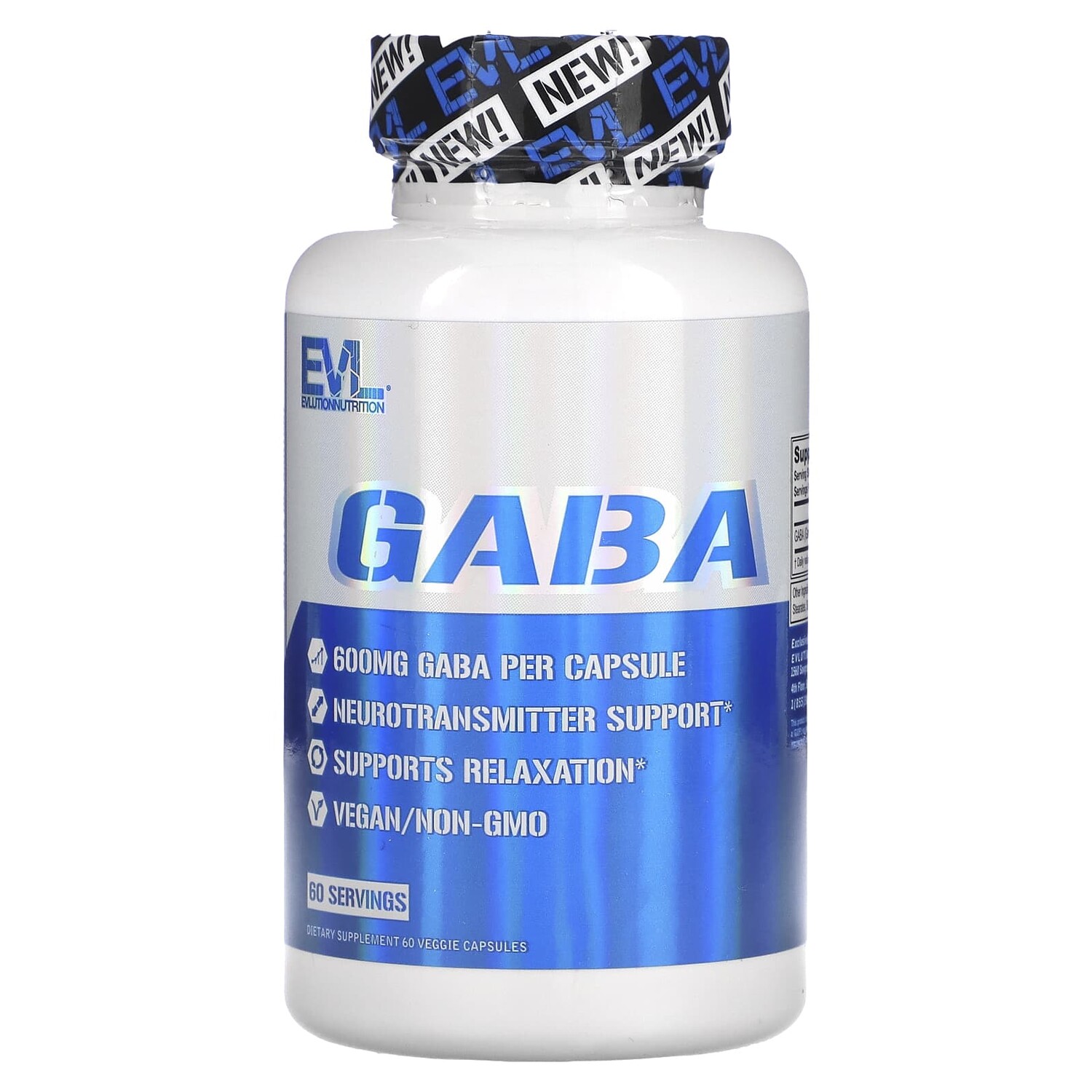 

ГАМК, 600 мг, 60 растительных капсул, EVLution Nutrition