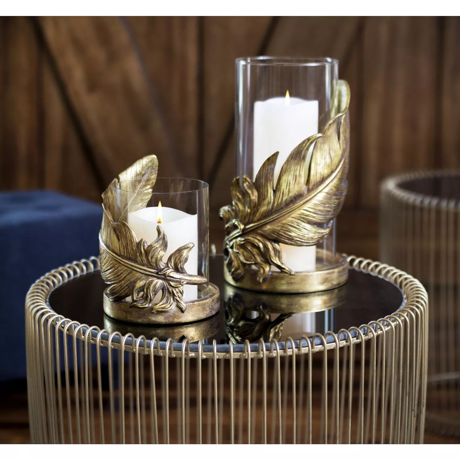 Подсвечник Stella & Eve с золотой отделкой и листьями, декор для стола