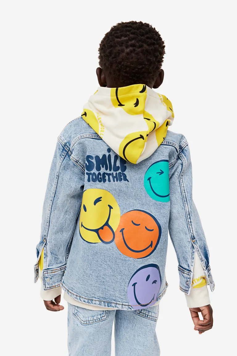 

Джинсовая рубашка с принтом H&M, синий