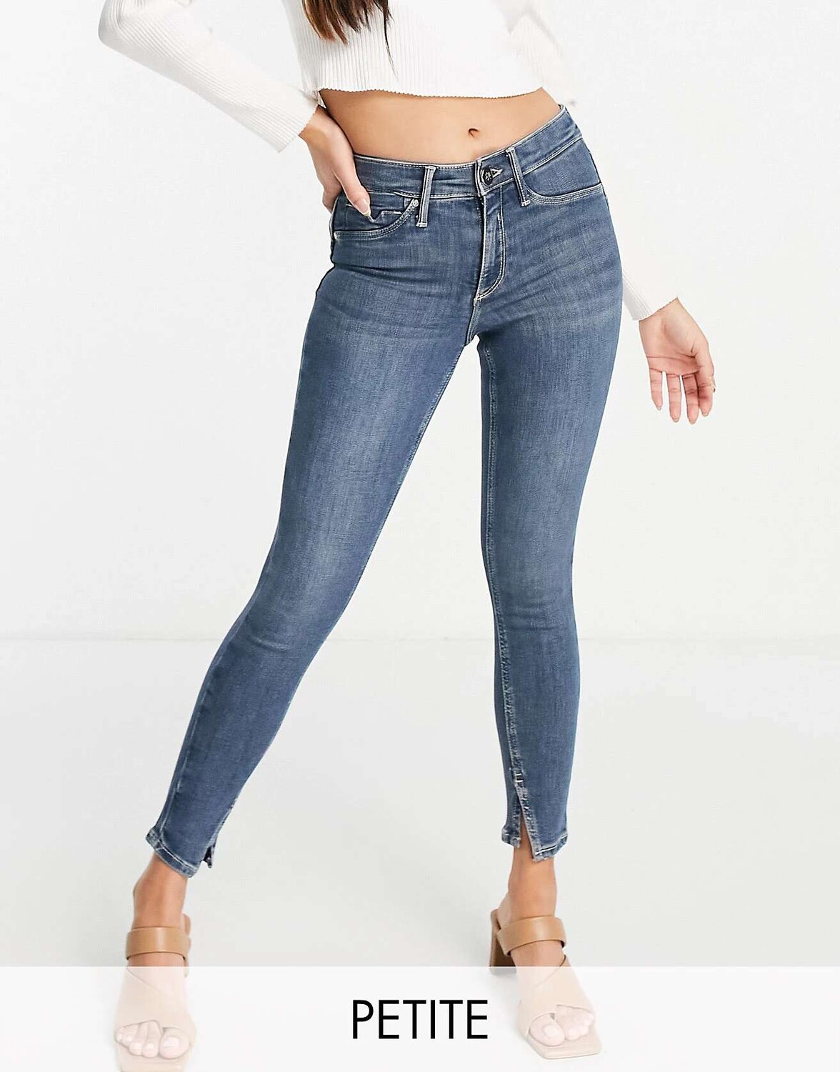

Джинсы скинни средней посадки River Island Molly среднего синего цвета