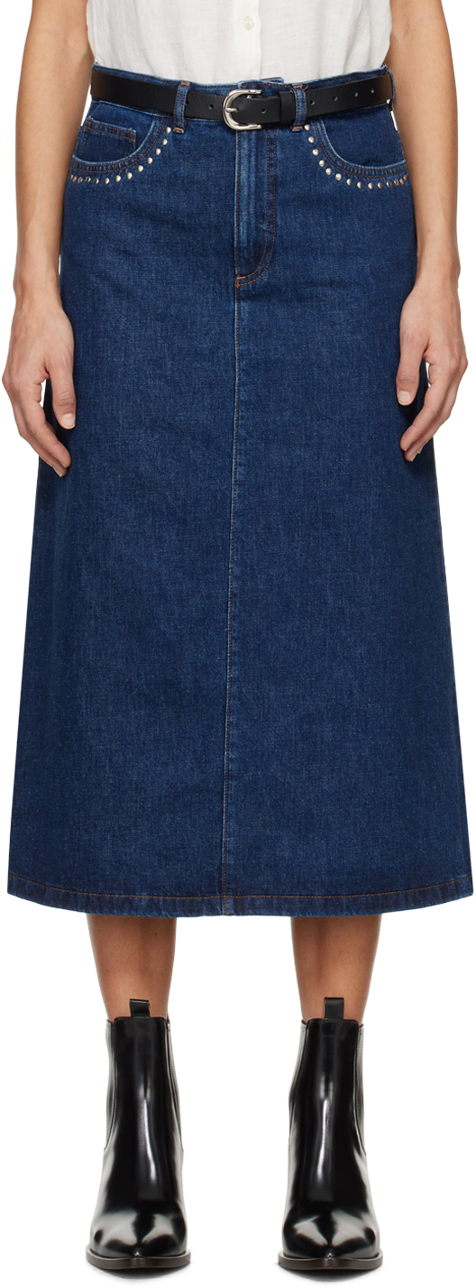 Джинсовая юбка-миди цвета индиго Redwood A.P.C.