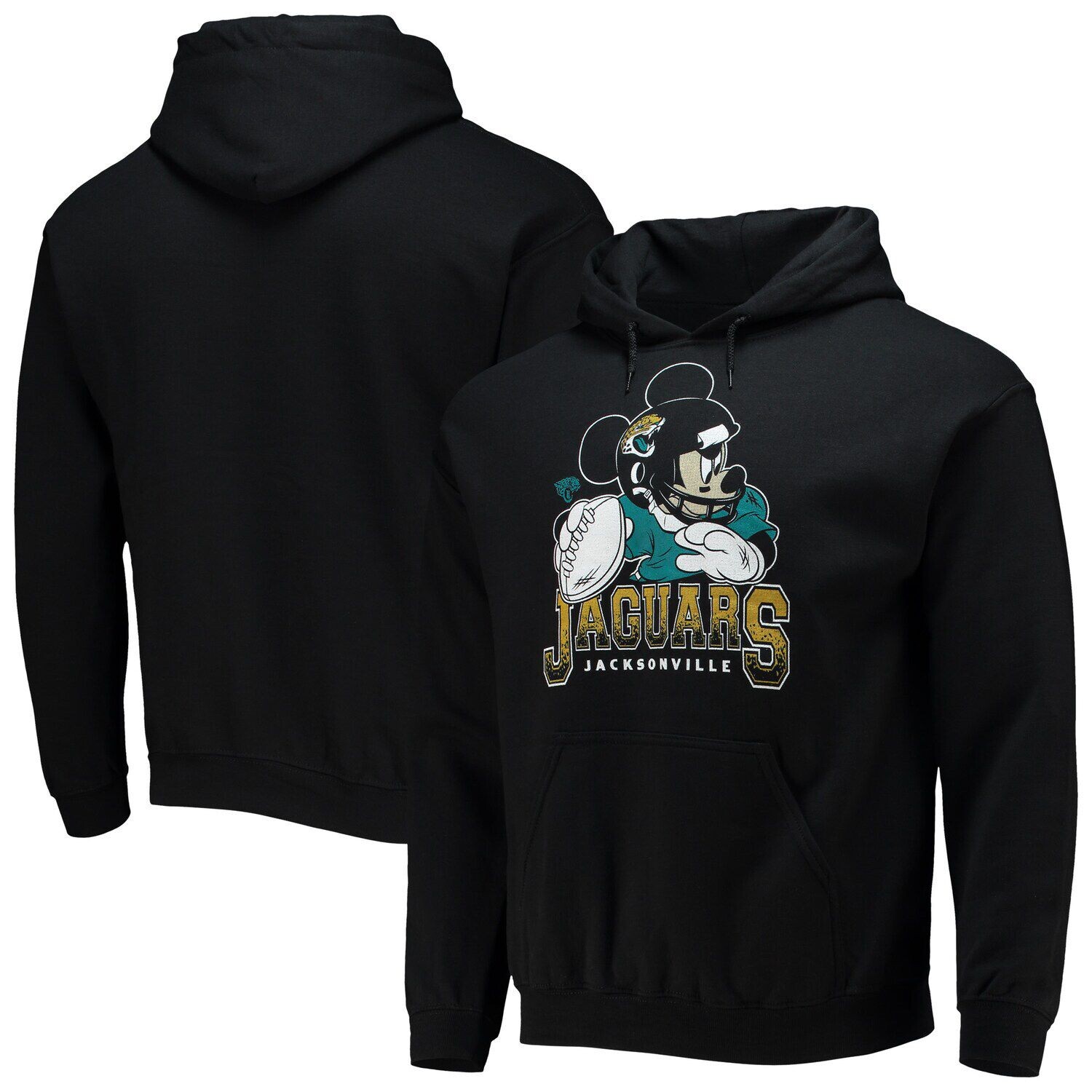 

Мужской черный пуловер с капюшоном Jacksonville Jaguars Disney Mickey Quarterback, мужской Junk Food