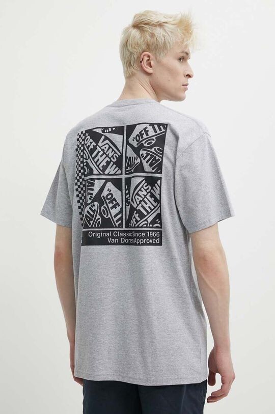 Хлопковая футболка Vans, серый