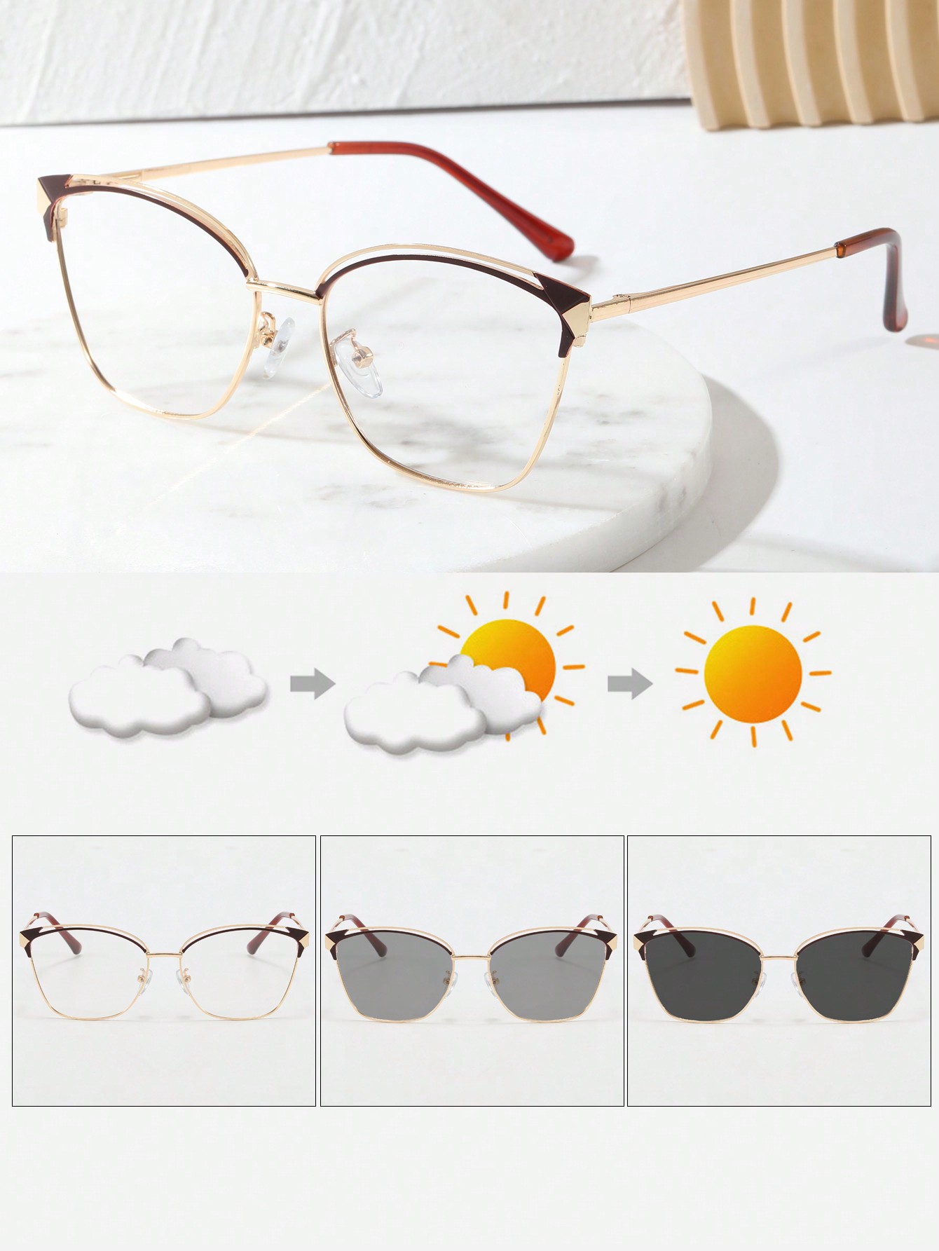 1 шт. новые стильные металлические фотохромные очки с защитой от синего света фотографии