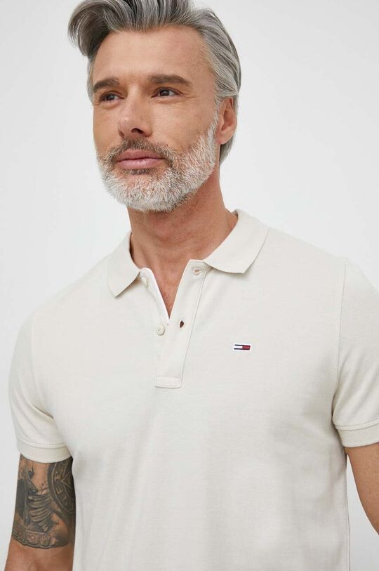 

Хлопковое поло Tommy Jeans, бежевый