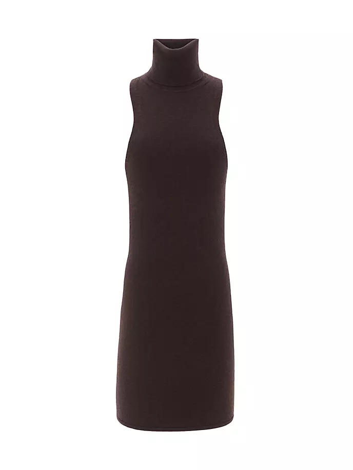 

Шерстяное платье с высоким воротником Saint Laurent, цвет chataigne