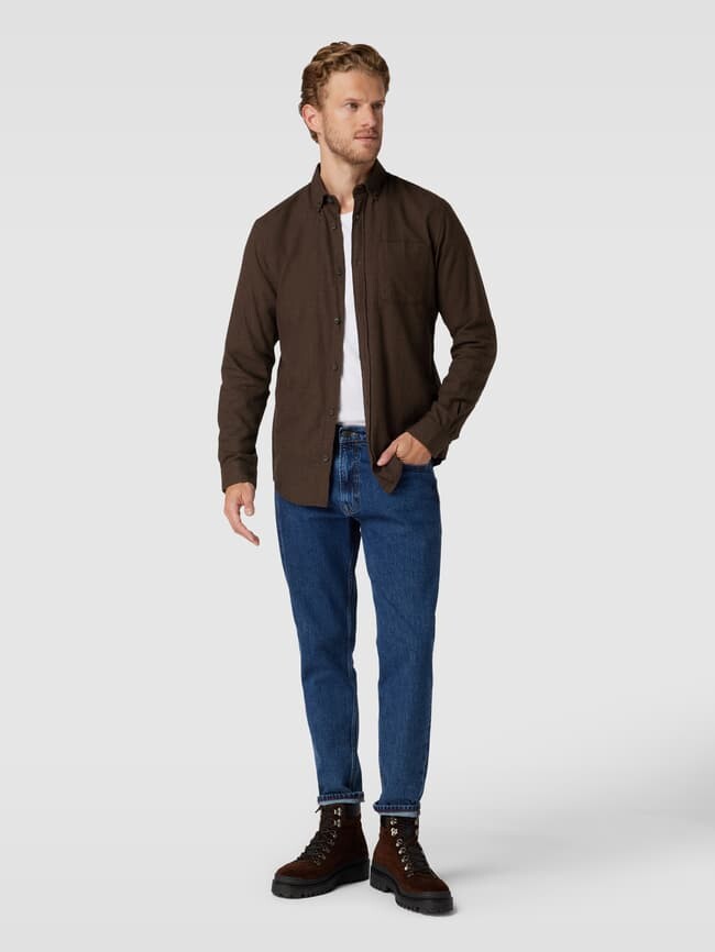 

Повседневная рубашка обычного кроя с воротником на пуговицах, модель CLASSIC Jack & Jones, темно-коричневый
