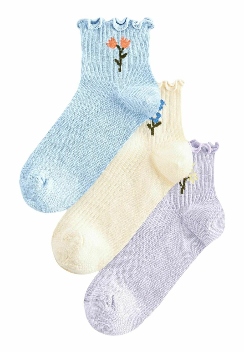 

Носки FRILL CROPPED ANKLE 3 PACK REGULAR FIT Next, цвет pink lilac ecru floral
