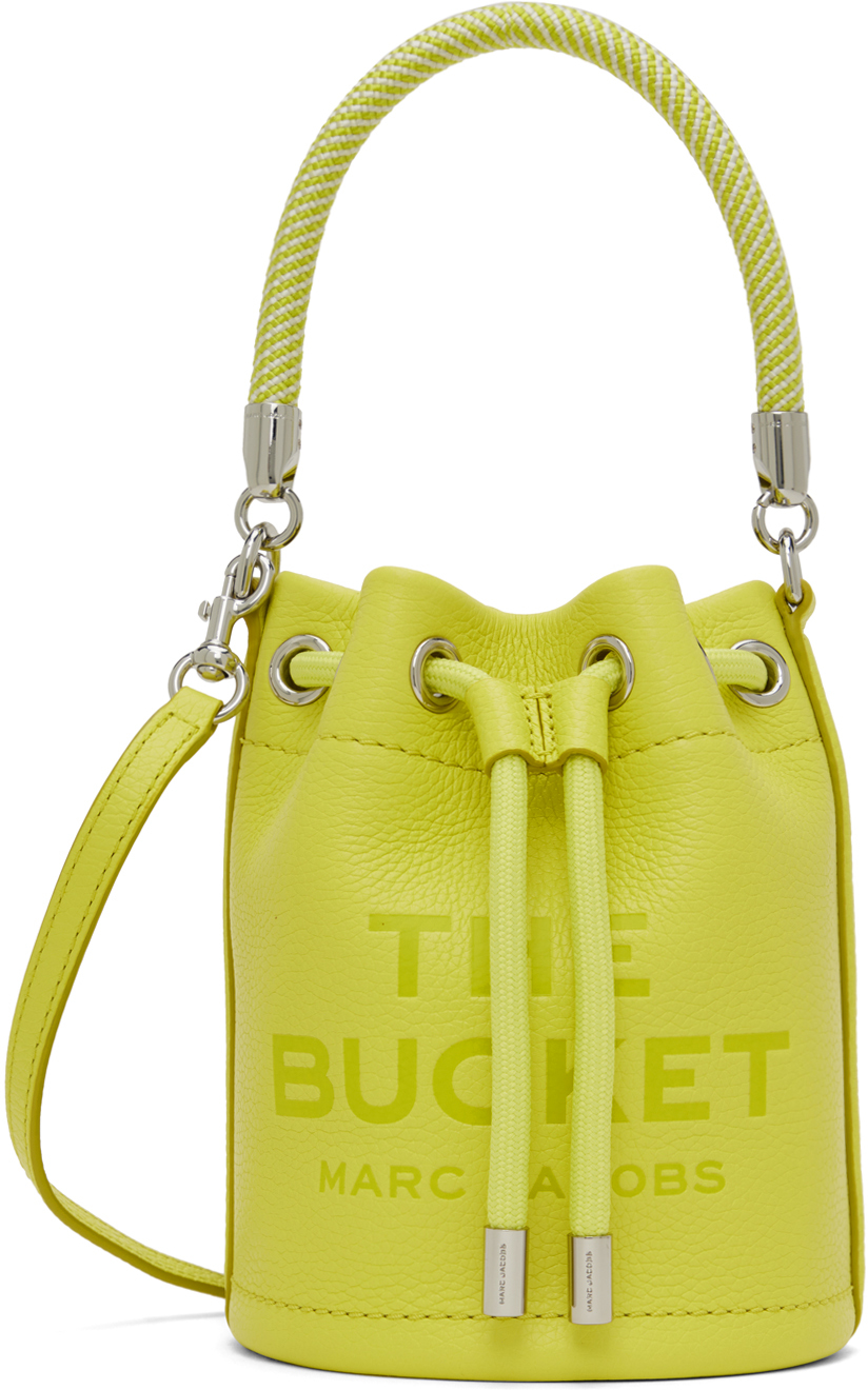 сумка zara beaded mini bucket золотой Желтая сумка The Leather Mini Bucket Marc Jacobs