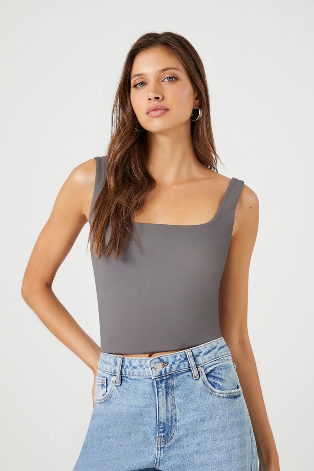 

Укороченная майка Contour Forever 21, угольный