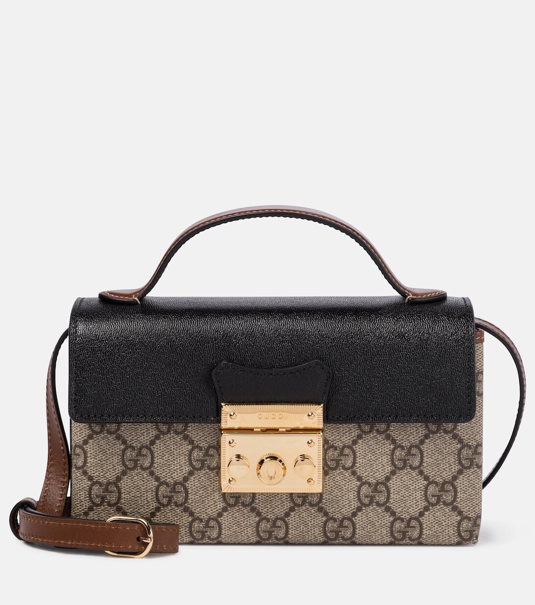 

Сумка через плечо Padlock GG с кожаной отделкой Gucci, бежевый