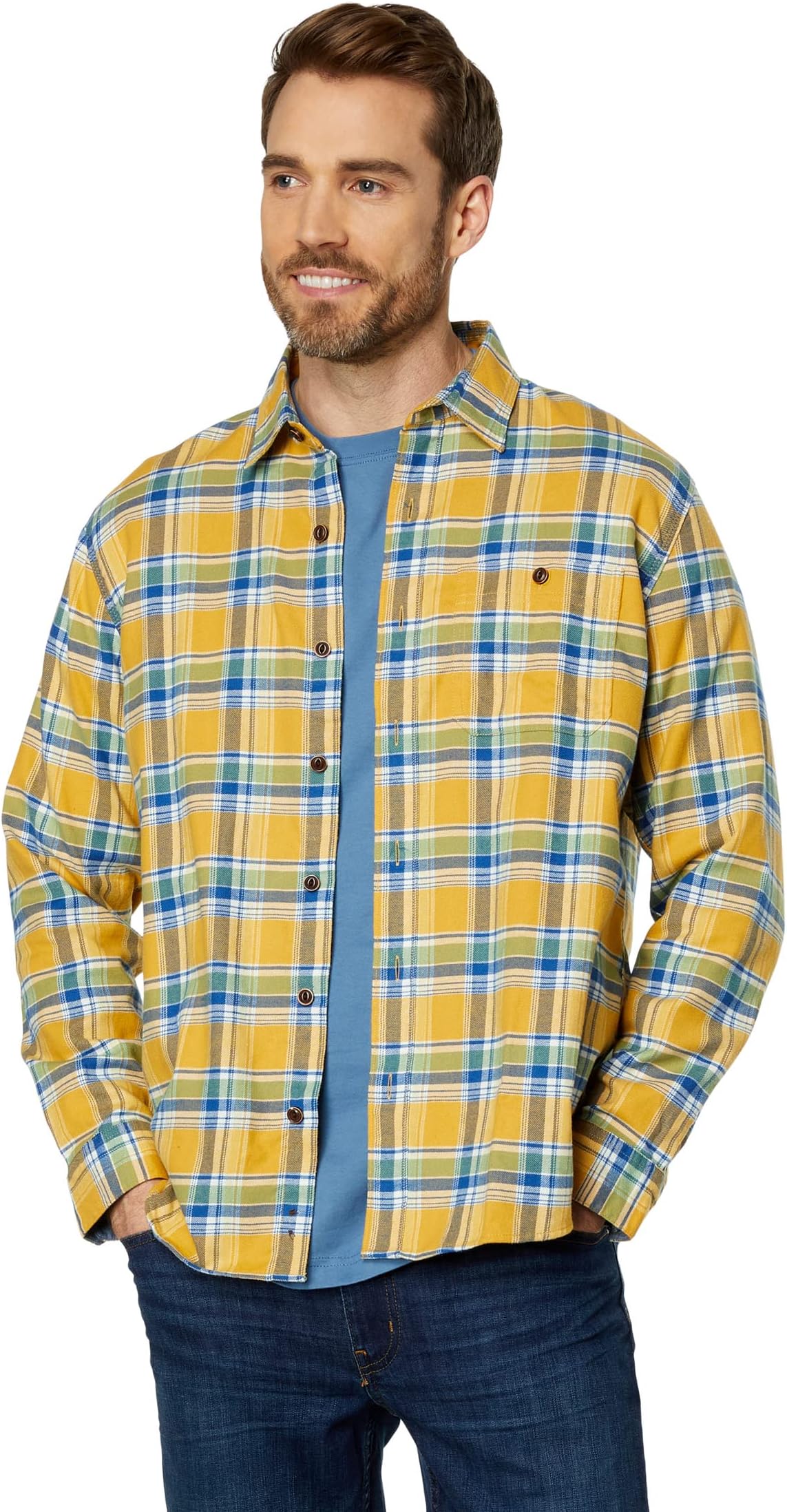 BeanFlex Всесезонная фланелевая рубашка традиционного кроя с длинными рукавами L.L.Bean, цвет Warm Gold