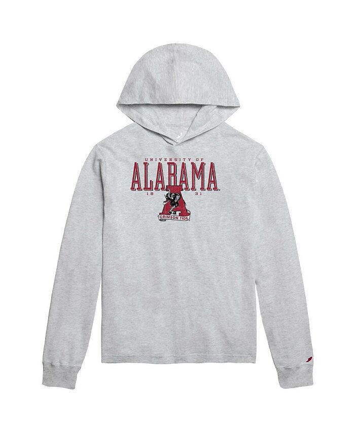 

Мужская футболка Ash Alabama Crimson Tide Team Stack Tumble с капюшоном и длинными рукавами League Collegiate Wear, серый