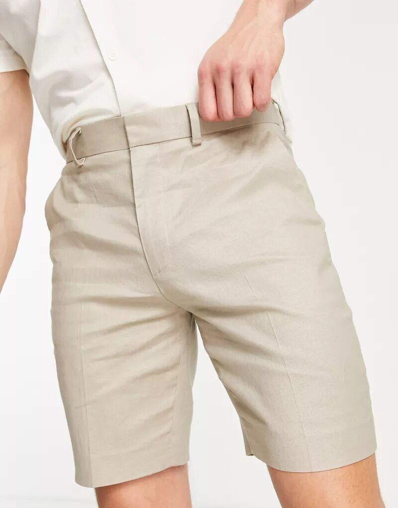 

Элегантные шорты узкого кроя из смесового льна ASOS