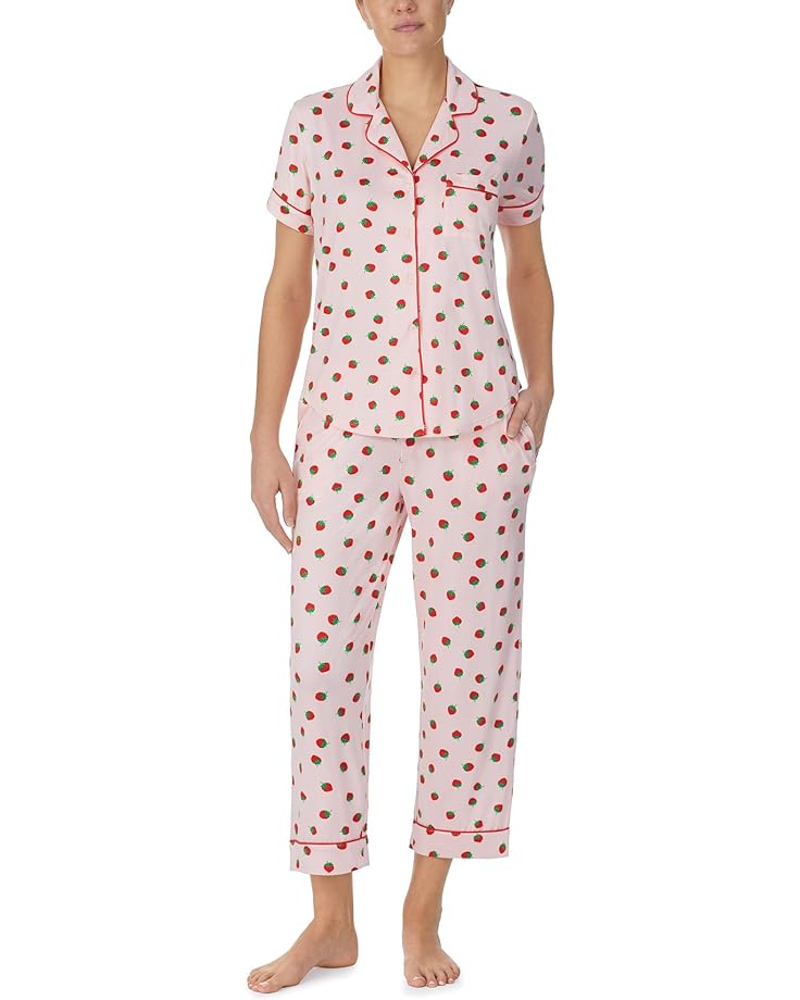 Пижама Kate Spade New York Short Sleeve Notch Cropped, цвет Strawberries цена и фото