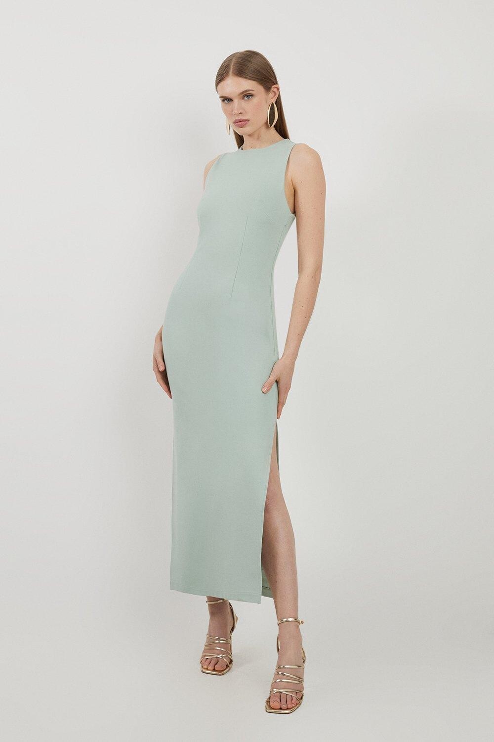 

Платье мидакси с круглым вырезом Ponte Karen Millen, зеленый