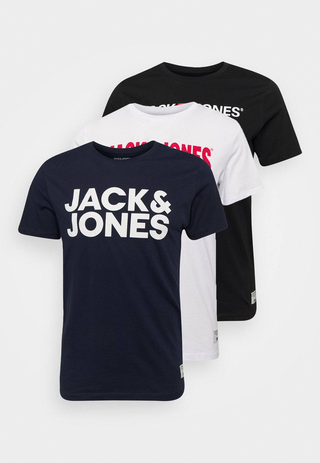 футболка с принтом Jor30History Tee Crew Neck 3 Pack Jack & Jones, цвет navy blazer/black/white