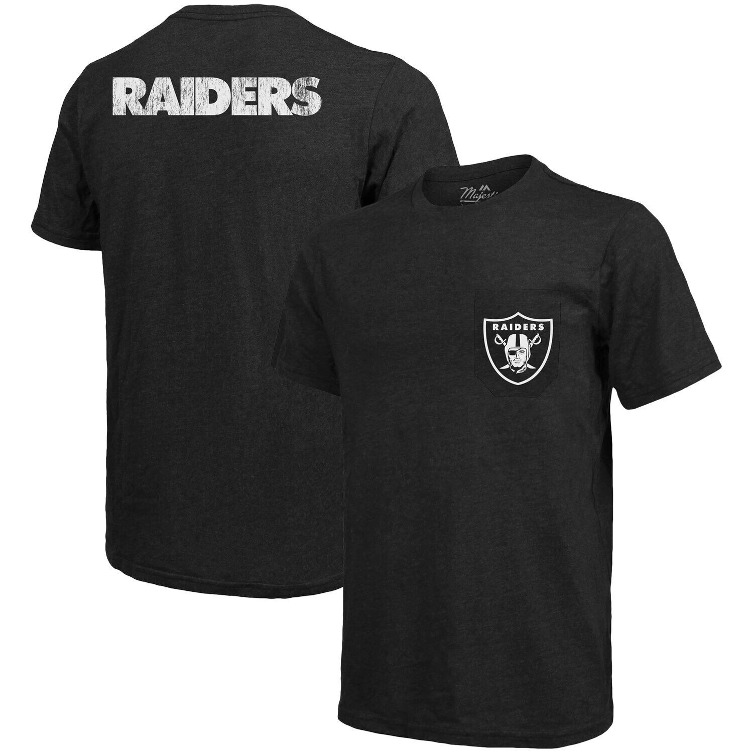 

Футболка с карманами Tri-Blend Las Vegas Raiders Majestic Threads - черный