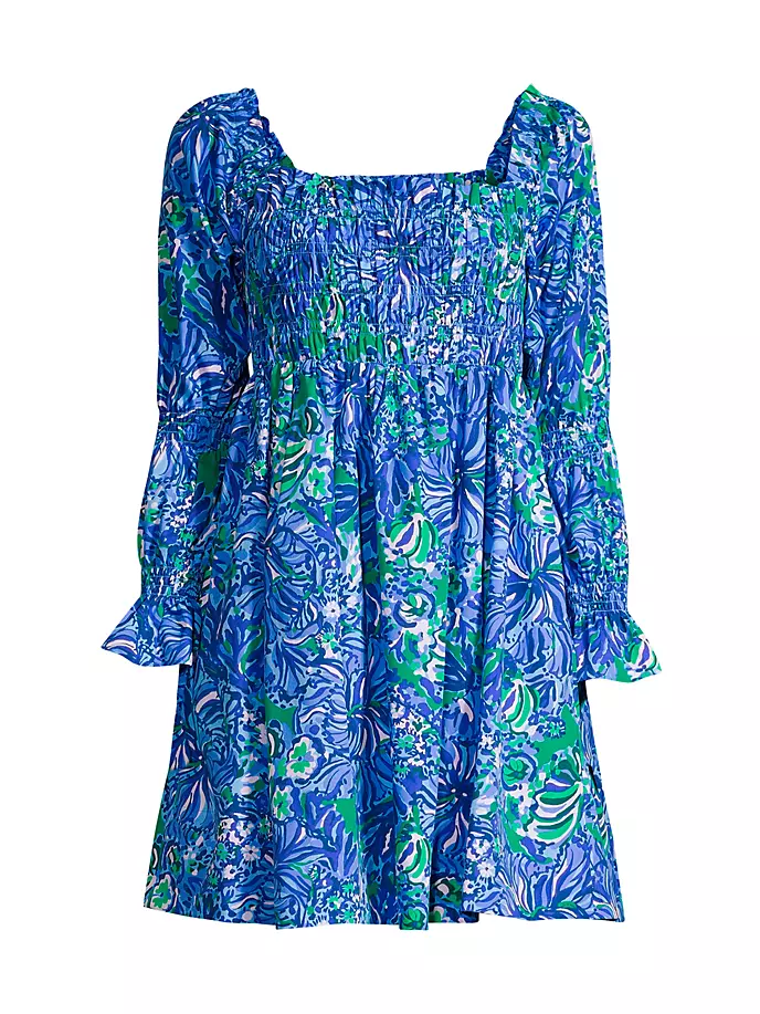 Платье Beyonca с цветочным принтом и присборами Lilly Pulitzer, синий