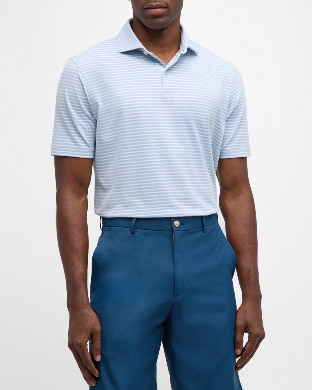 

Мужская рубашка поло в полоску «Альбатрос» Peter Millar, цвет Brook Blue