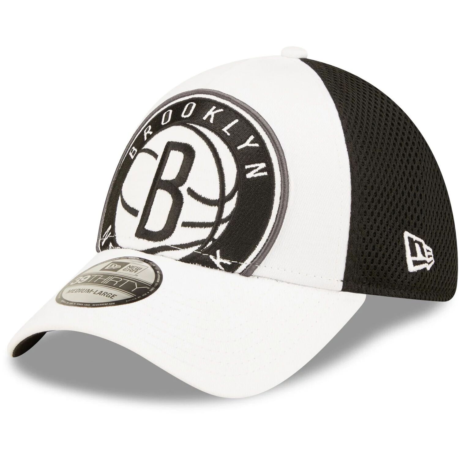 

Мужская кепка New Era белого/черного цвета Brooklyn Nets с большим логотипом 39THIRTY Flex Hat