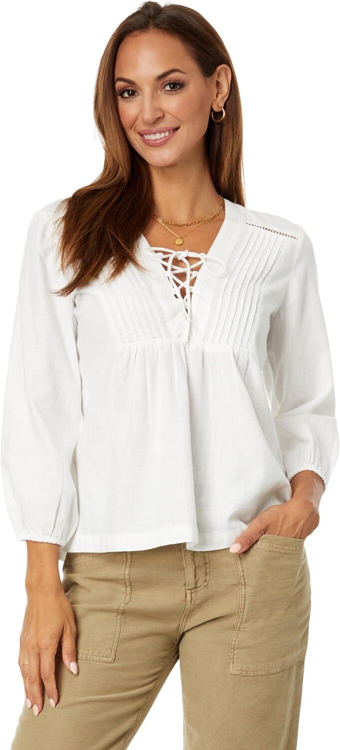 

Крестьянская блузка на шнуровке Lucky Brand, цвет Cloud Dancer
