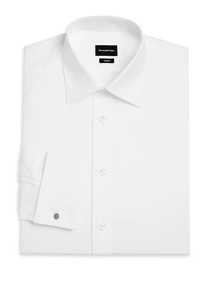

Хлопковая классическая рубашка обычного кроя с длинными рукавами Zegna, белый
